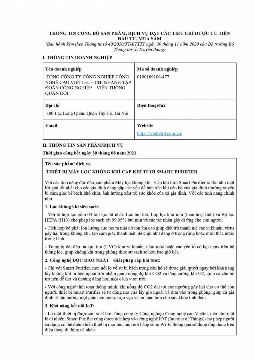 TCT VHT Công bố sản phẩm máy lọc không khí cấp tươi Smart Purifier